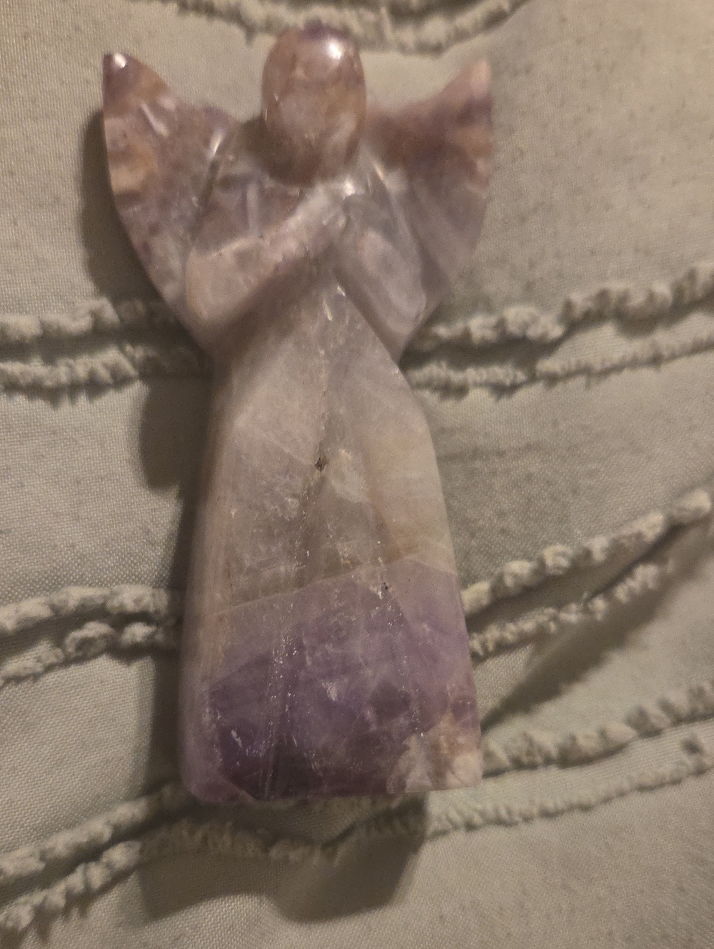 Hand-Carved Amethyst Angel Figurine - Purple